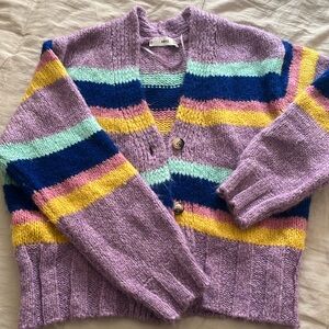 Mango MNG striped purple cardigan